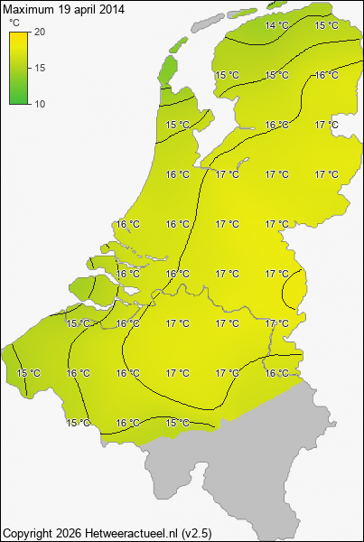 Maximum temperatuur 19 april 2014