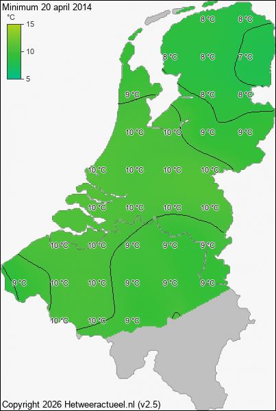 Minimum temperatuur 20 april 2014
