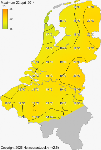 Maximum temperatuur 22 april 2014