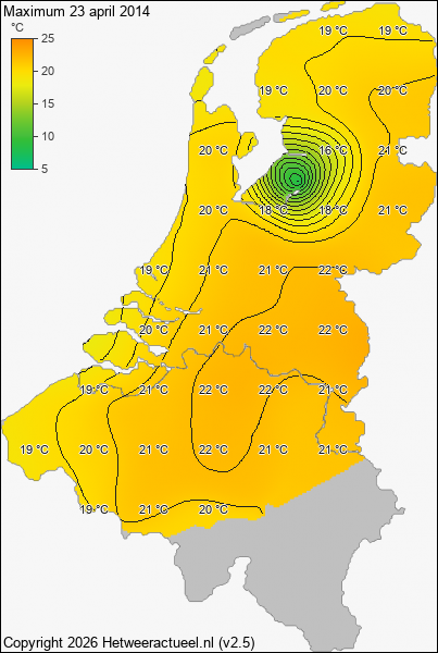 Maximum temperatuur 23 april 2014