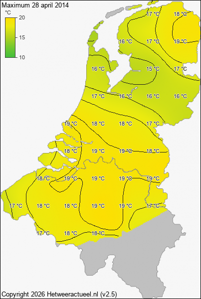 Maximum temperatuur 28 april 2014