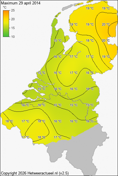 Maximum temperatuur 29 april 2014
