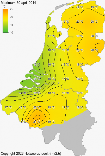 Maximum temperatuur 30 april 2014
