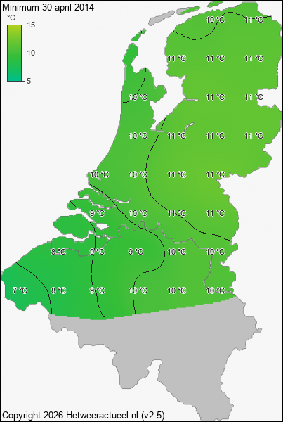 Minimum temperatuur 30 april 2014