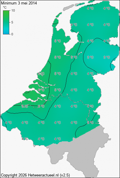 Minimum temperatuur 3 mei 2014