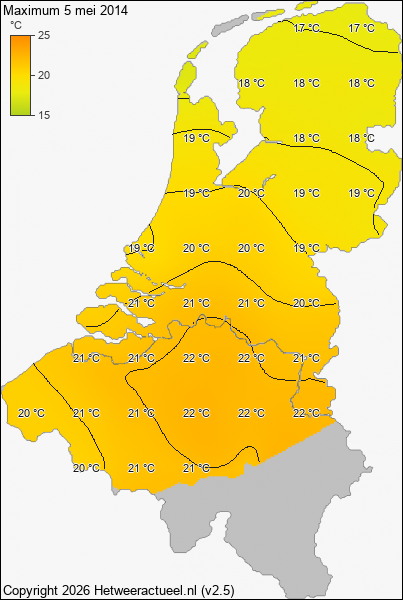Maximum temperatuur 5 mei 2014