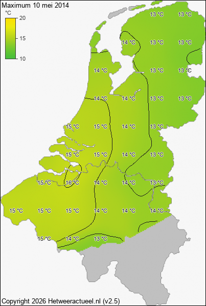 Maximum temperatuur 10 mei 2014