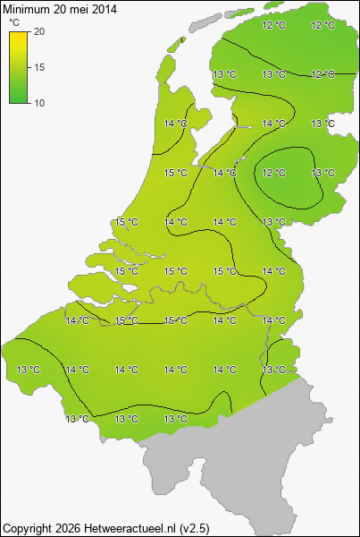 Minimum temperatuur 20 mei 2014