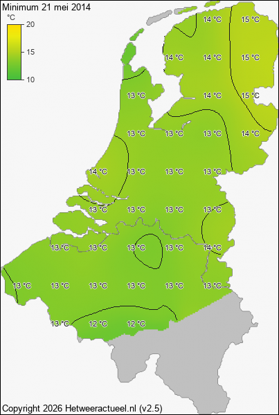 Minimum temperatuur 21 mei 2014