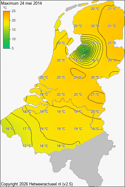 Maximum temperatuur 24 mei 2014
