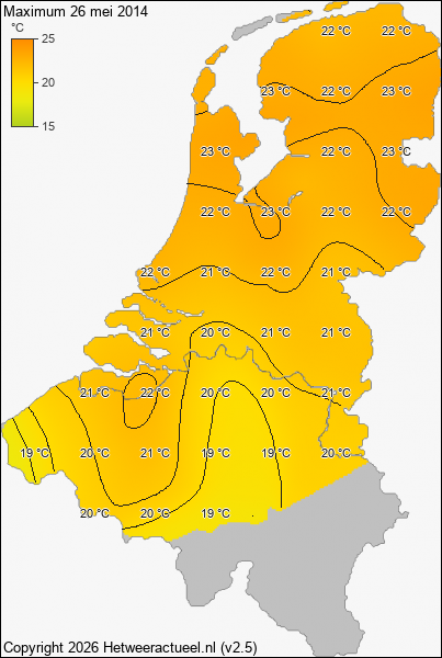 Maximum temperatuur 26 mei 2014