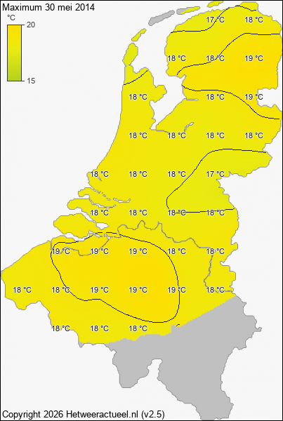 Maximum temperatuur 30 mei 2014