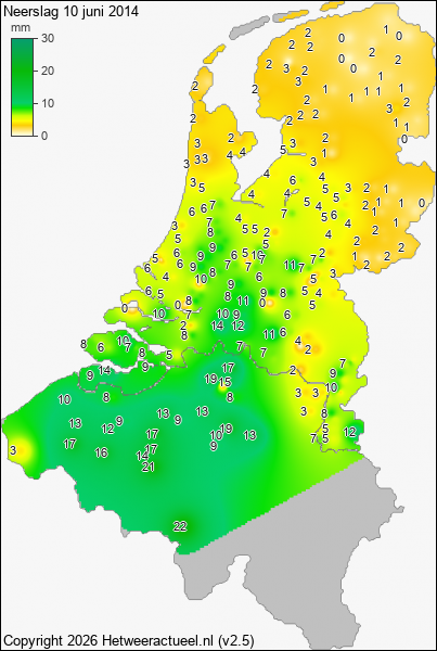 Neerslag 10 juni 2014