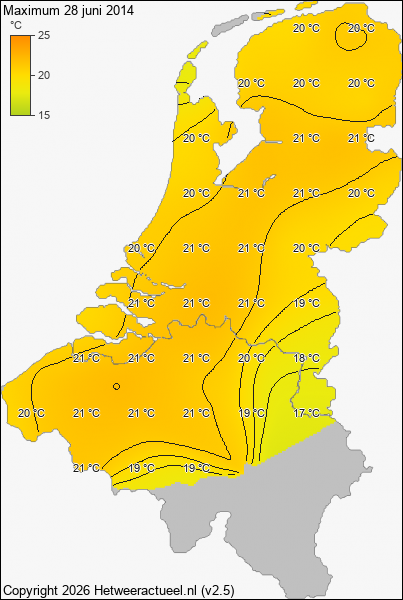 Maximum temperatuur 28 juni 2014