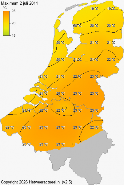 Maximum temperatuur 2 juli 2014