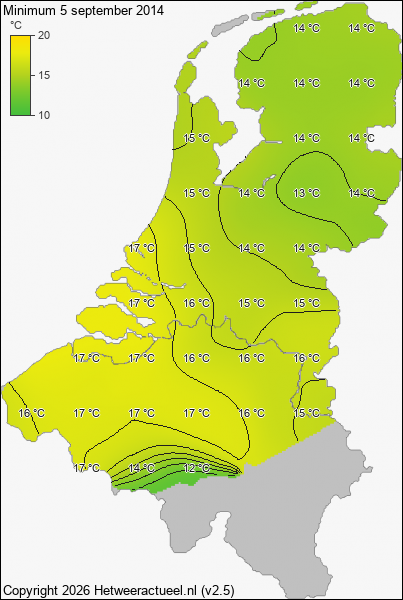 Minimum temperatuur 5 september 2014