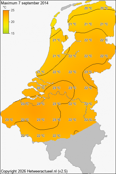 Maximum temperatuur 7 september 2014