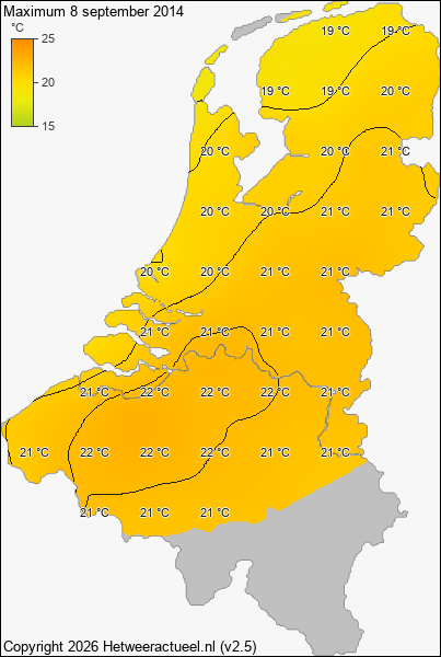 Maximum temperatuur 8 september 2014