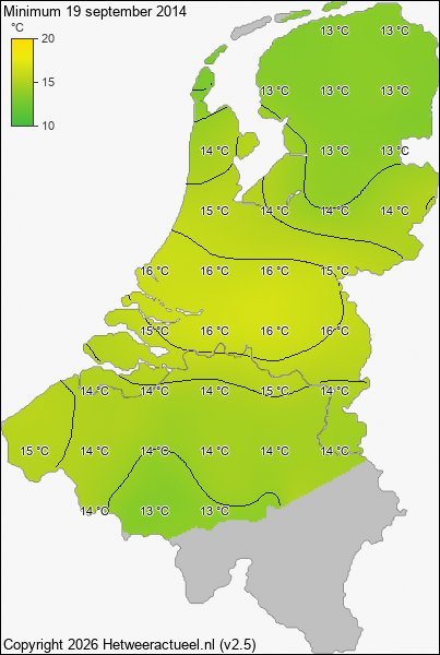 Minimum temperatuur 19 september 2014