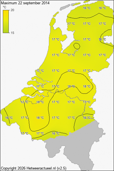 Maximum temperatuur 22 september 2014