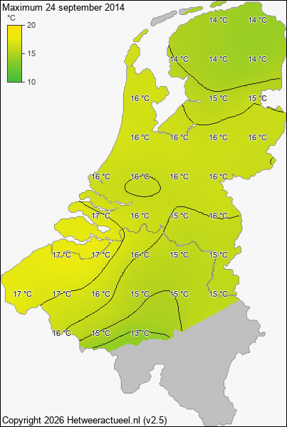Maximum temperatuur 24 september 2014