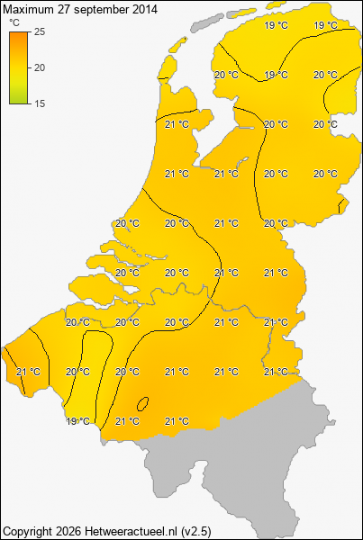 Maximum temperatuur 27 september 2014