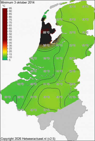 Minimum temperatuur 3 oktober 2014