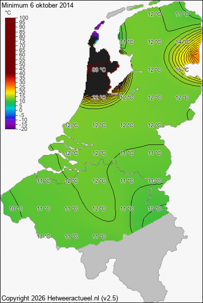 Minimum temperatuur 6 oktober 2014