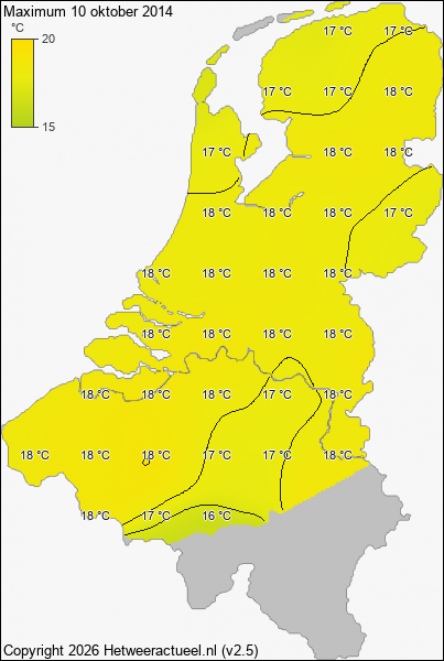 Maximum temperatuur 10 oktober 2014