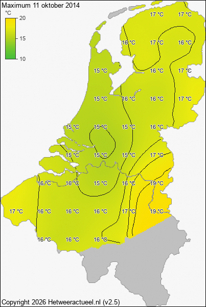 Maximum temperatuur 11 oktober 2014
