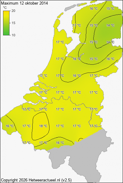 Maximum temperatuur 12 oktober 2014