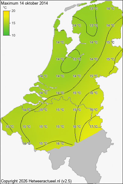 Maximum temperatuur 14 oktober 2014
