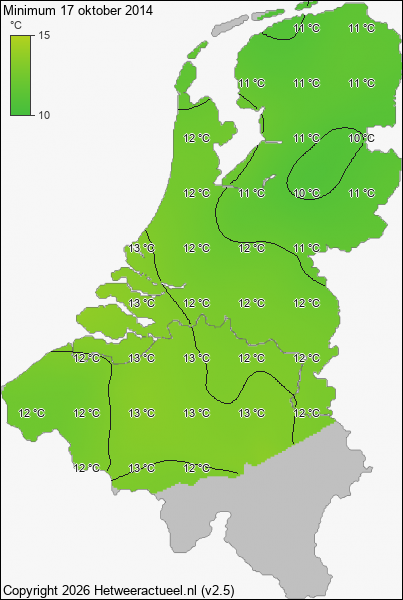 Minimum temperatuur 17 oktober 2014