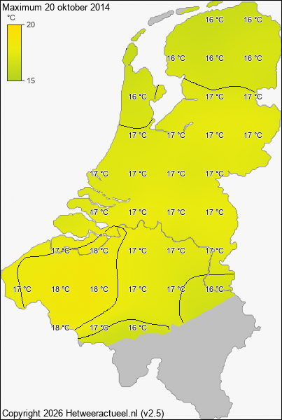 Maximum temperatuur 20 oktober 2014