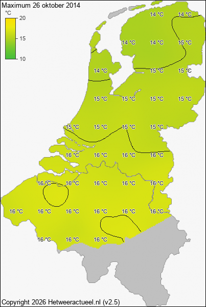 Maximum temperatuur 26 oktober 2014