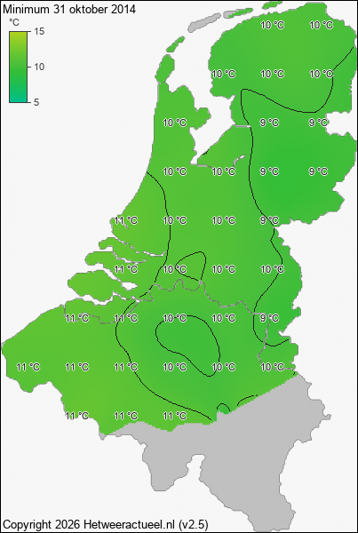 Minimum temperatuur 31 oktober 2014