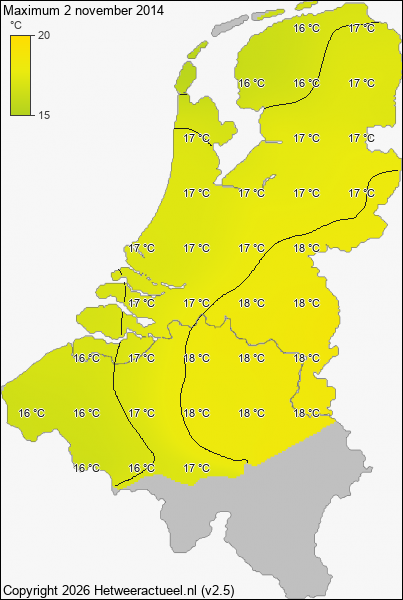 Maximum temperatuur 2 november 2014