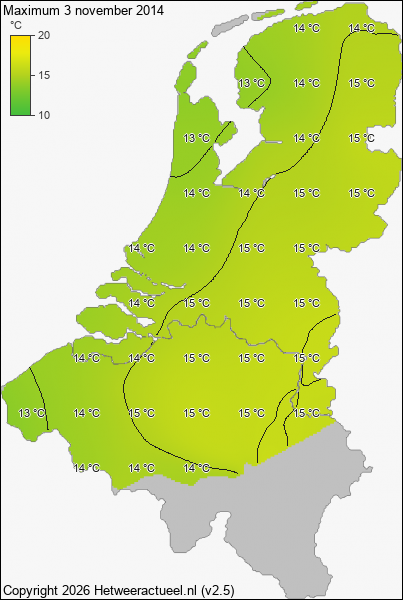Maximum temperatuur 3 november 2014