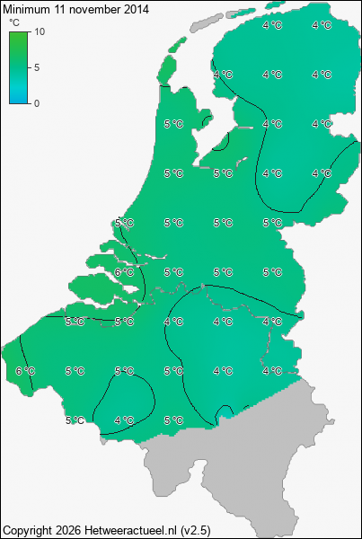 Minimum temperatuur 11 november 2014