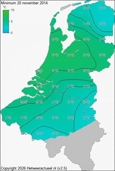 Minimum temperatuur 20 november 2014