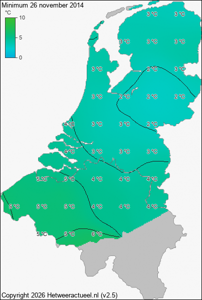 Minimum temperatuur 26 november 2014