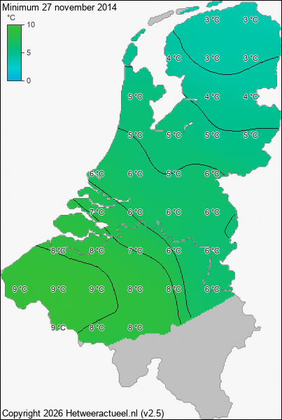 Minimum temperatuur 27 november 2014
