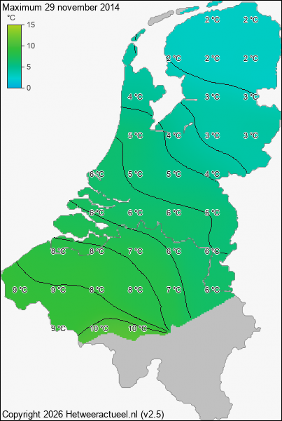 Maximum temperatuur 29 november 2014