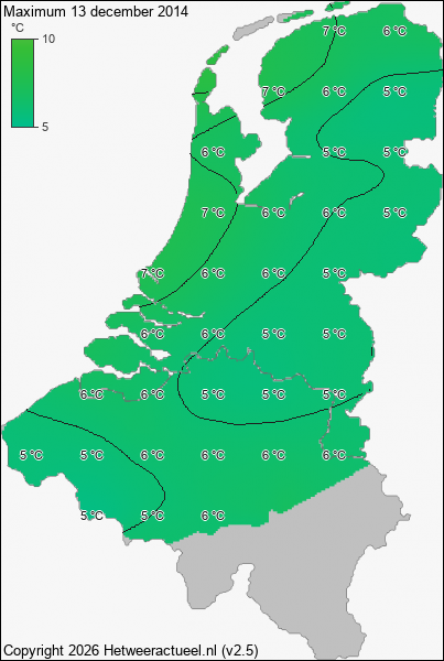 Maximum temperatuur 13 december 2014
