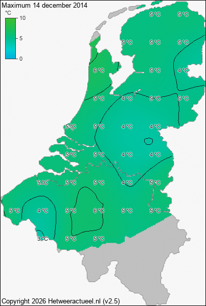 Maximum temperatuur 14 december 2014