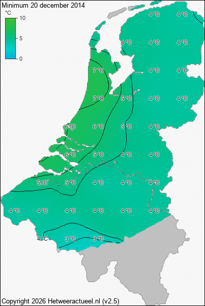 Minimum temperatuur 20 december 2014