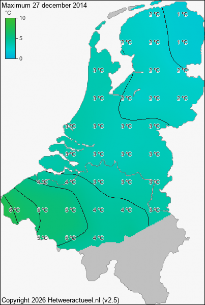 Maximum temperatuur 27 december 2014