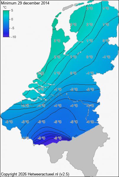 Minimum temperatuur 29 december 2014
