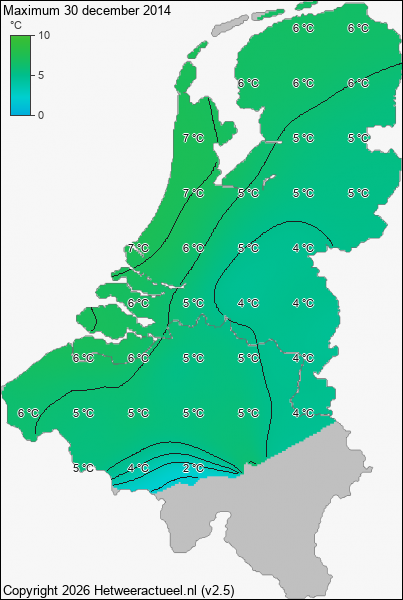 Maximum temperatuur 30 december 2014