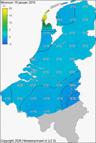 Minimum temperatuur 19 januari 2015
